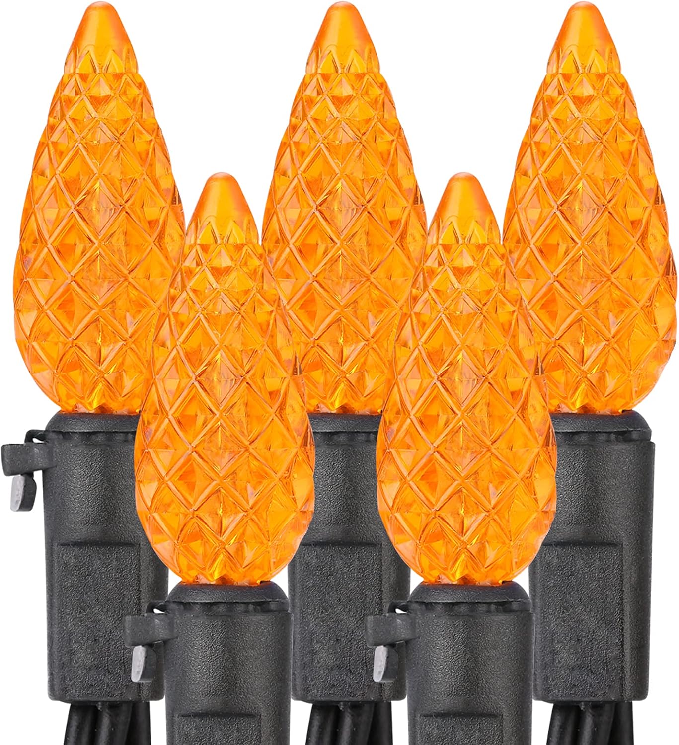 Brizled Orange String Lights, 33ft 100 LED Faceted C5 Orange Halloween Lights, 120V UL Certified Halloween Light Set Connectable Amber Light for Indoor & Outdoor Tree Xmas Party Decoration Brizled Orange String Lights, 33ft 100 LED Faceted C5 Orange Halloween Lights, 120V UL Certified Halloween Light Set Connectable Amber Light for Indoor & Outdoor Tree Xmas Party Decoration