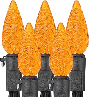 Brizled Orange String Lights, 33ft 100 LED Faceted C5 Orange Halloween Lights, 120V UL Certified Halloween Light Set Connectable Orange Lights for Indoor & Outdoor Halloween Tree Xmas Party Decoration