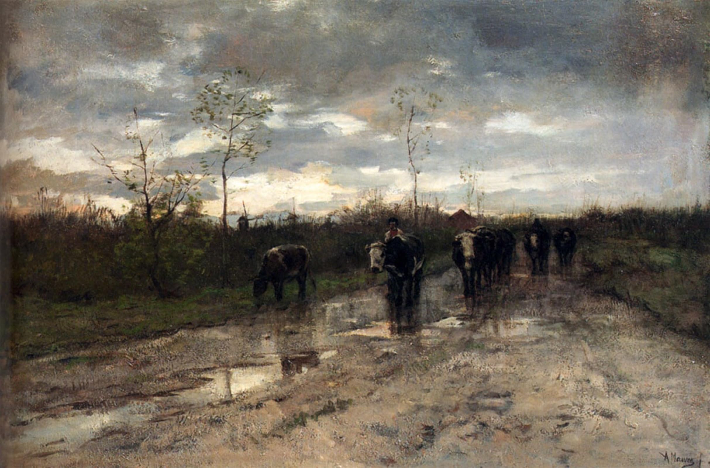 ARTXLXXBN Famous Art Print Poster Vintage Wall Art Weg Met Koeien: Homeward Bound Anton Mauve Canvas Art Poster for Home Decor 60x90cm