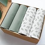 Mini Crib Sheets 4 Pack for Baby Boys & Girls, Neutral Mini Crib Sheet Fitted 38\'\' x 24\'\' for Standard Mattress, Ultra Soft Material Baby Mini Sheet, Aqua Leaf