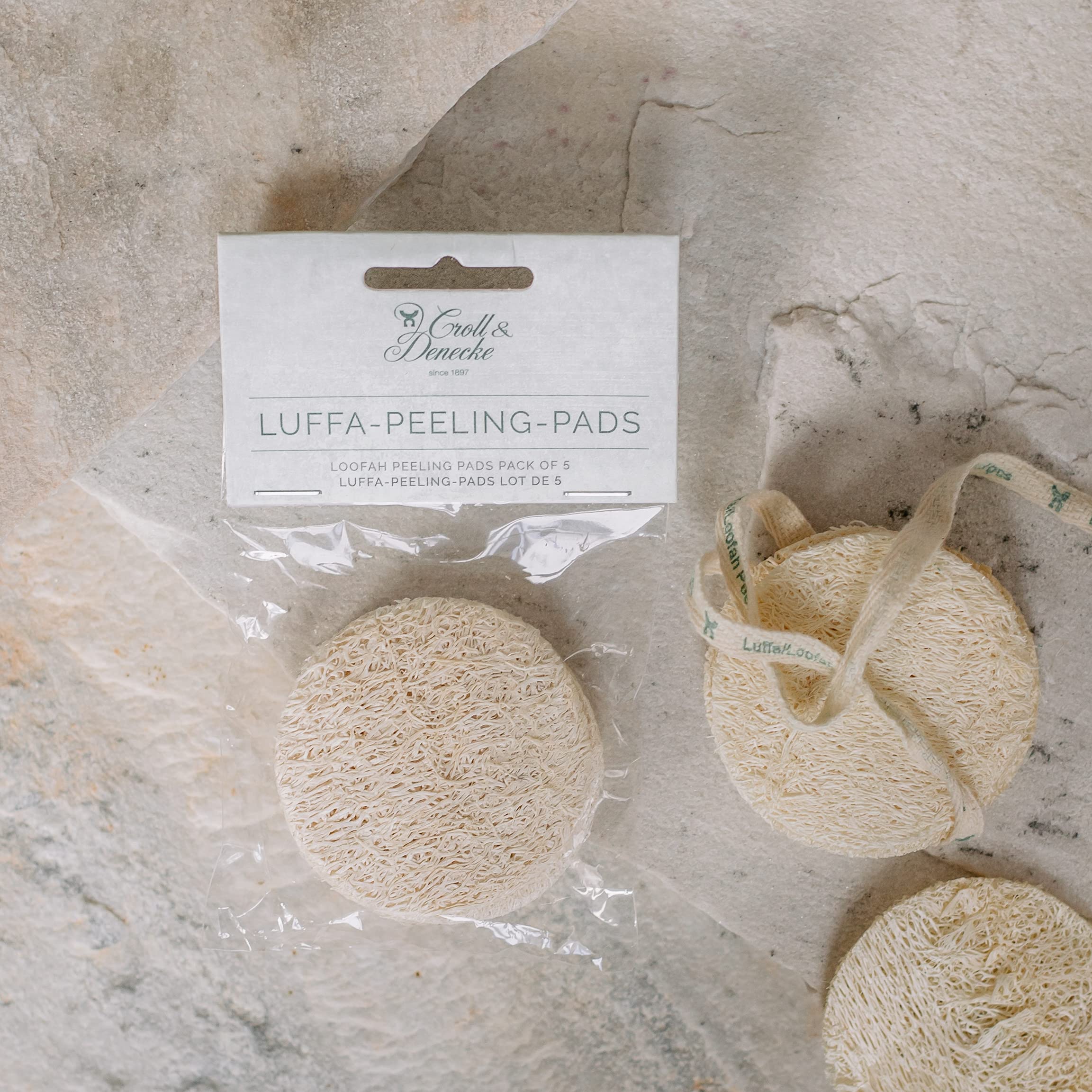 Croll & Denecke Lot de 5 pads ronds en luffa pour peeling