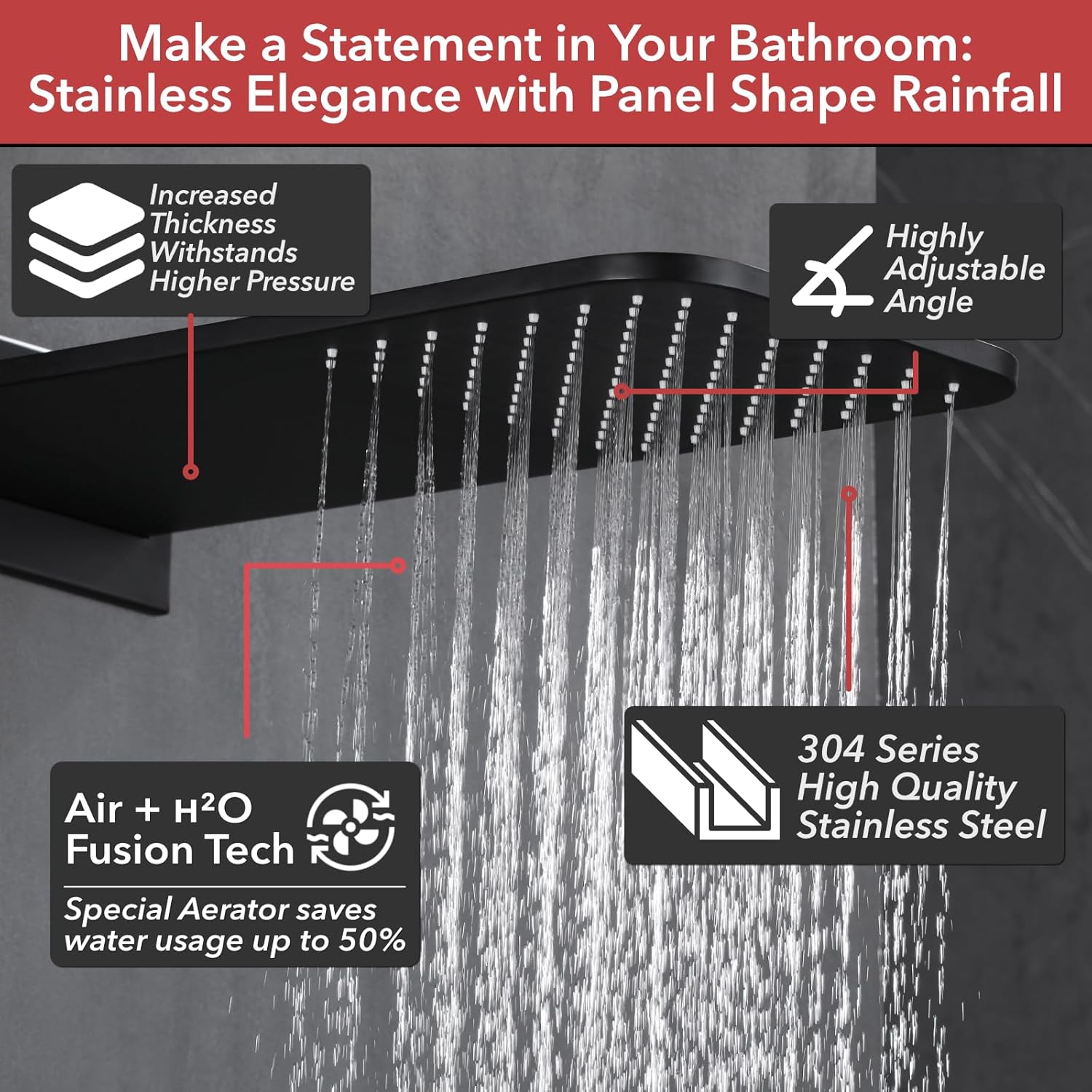 VANFOXLE Shower Faucet Set Matte Black Shower System,Push Button Diverter Shower Faucet with 2 in 1 Handheld,Wall Mount 22 * 10 Inch Shower Head with 4 PCS Dual Modes Body Jets(2 Inch)