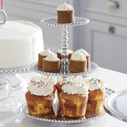 Miniatura 3 de Mariposa Servidor de cupcakes de 3 niveles con perlas
