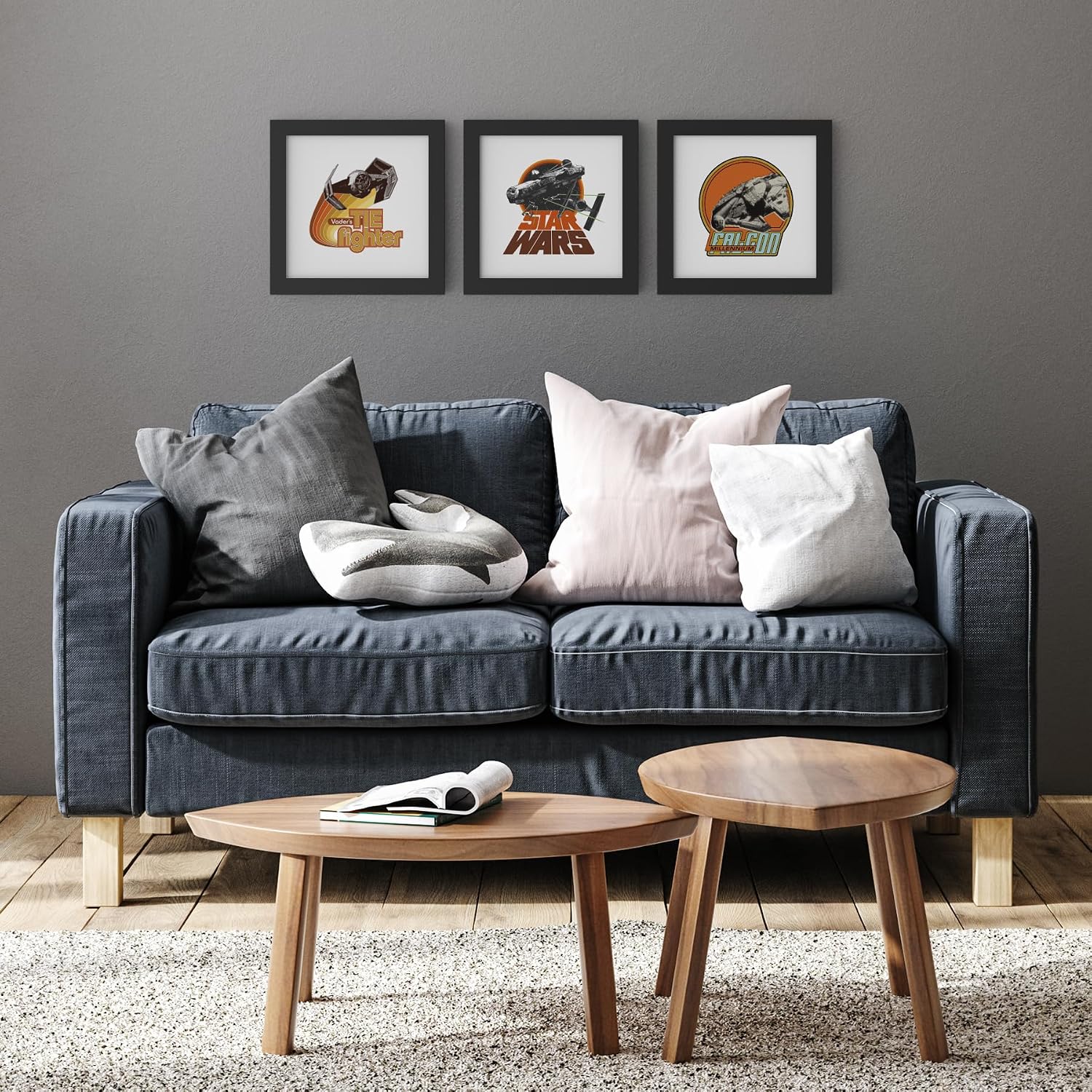 Trends International Gallery Pops Star Wars - Retro Spacecraft Wall Art Bundle (3-Pack) Gallery Pops Wall Art, Black Framed Version