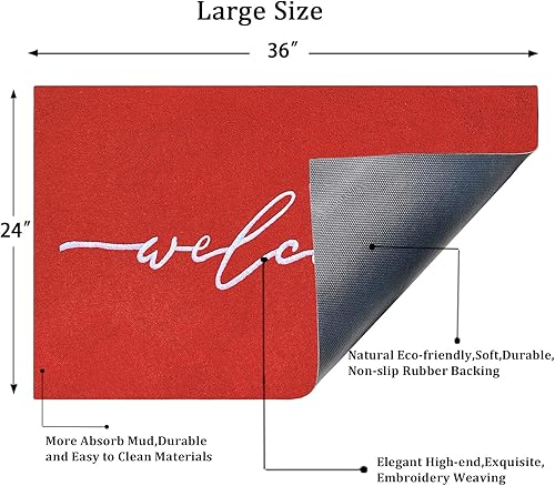 Miniatura 9 de AAZZKANG Tapetes de bienvenida para puerta delantera, extra grandes, 18 x 48 pulgadas, para exteriores, con respaldo de goma antideslizante
