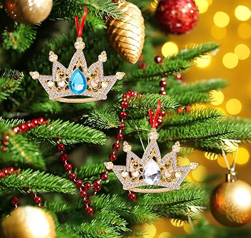Miniatura 2 de WaaHome Adornos de Navidad de corona dorada plateada 2025  Corona de metal adorno de recuerdo para decoración de árbol de Navidad, regalos para