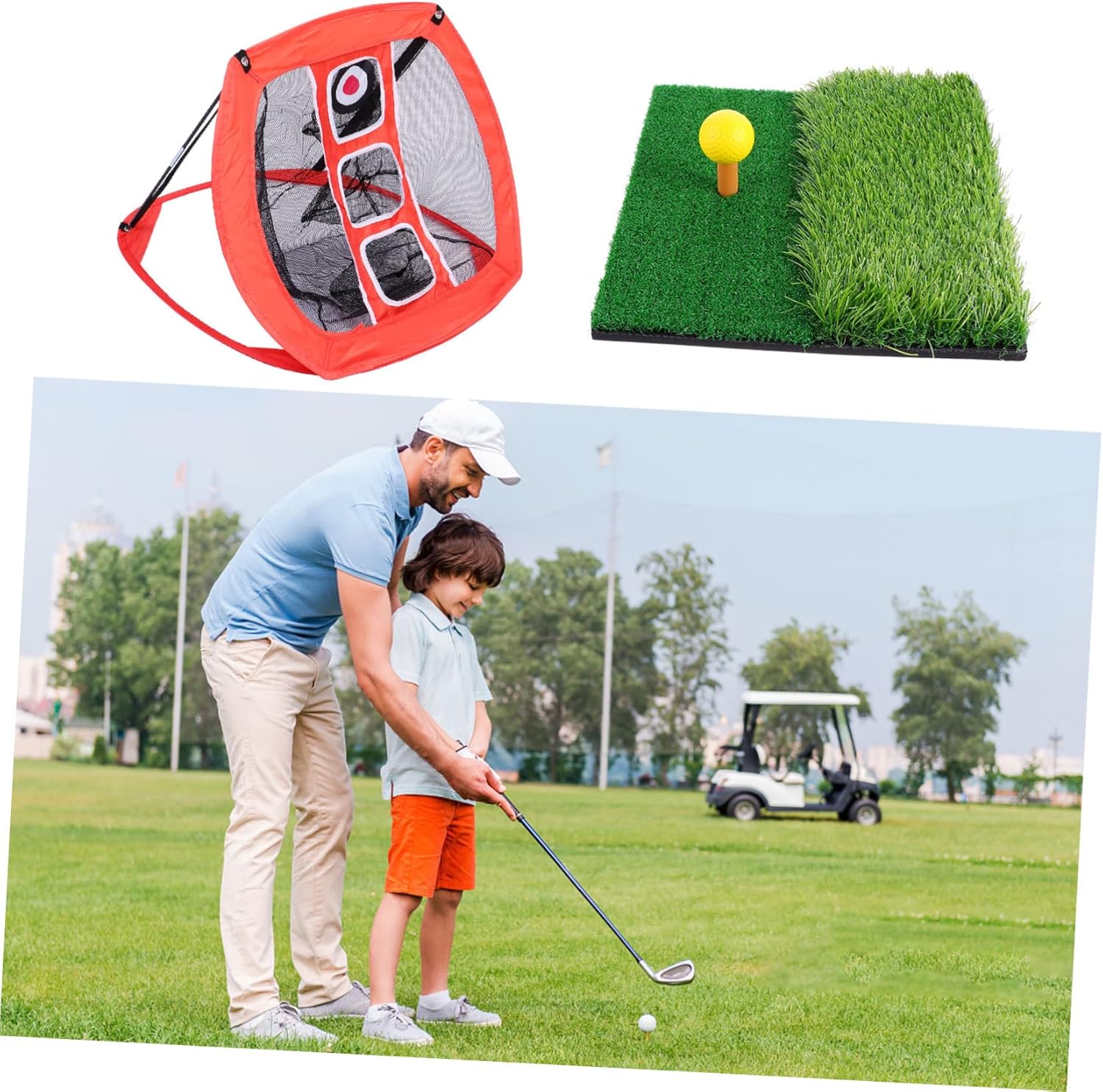 1Set Portable Golf Practice Net Set with Hitting Mat Includes Durable Tees and Balls for Indoor and Outdoor Training Enhances Range Accuracy