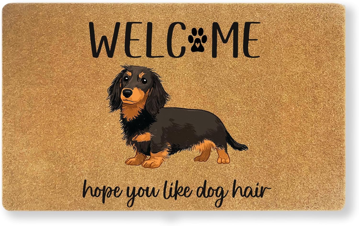 Funny Dachshund Door Mats, 30x17″ Faux Coir Non-Slip Welcome Mat for Indoor & Outdoor Entry, Hope You Like Dog Door Mat,Pet Lover Gift, Durable Dirt-Trapping Rug, Perfect Housewarming