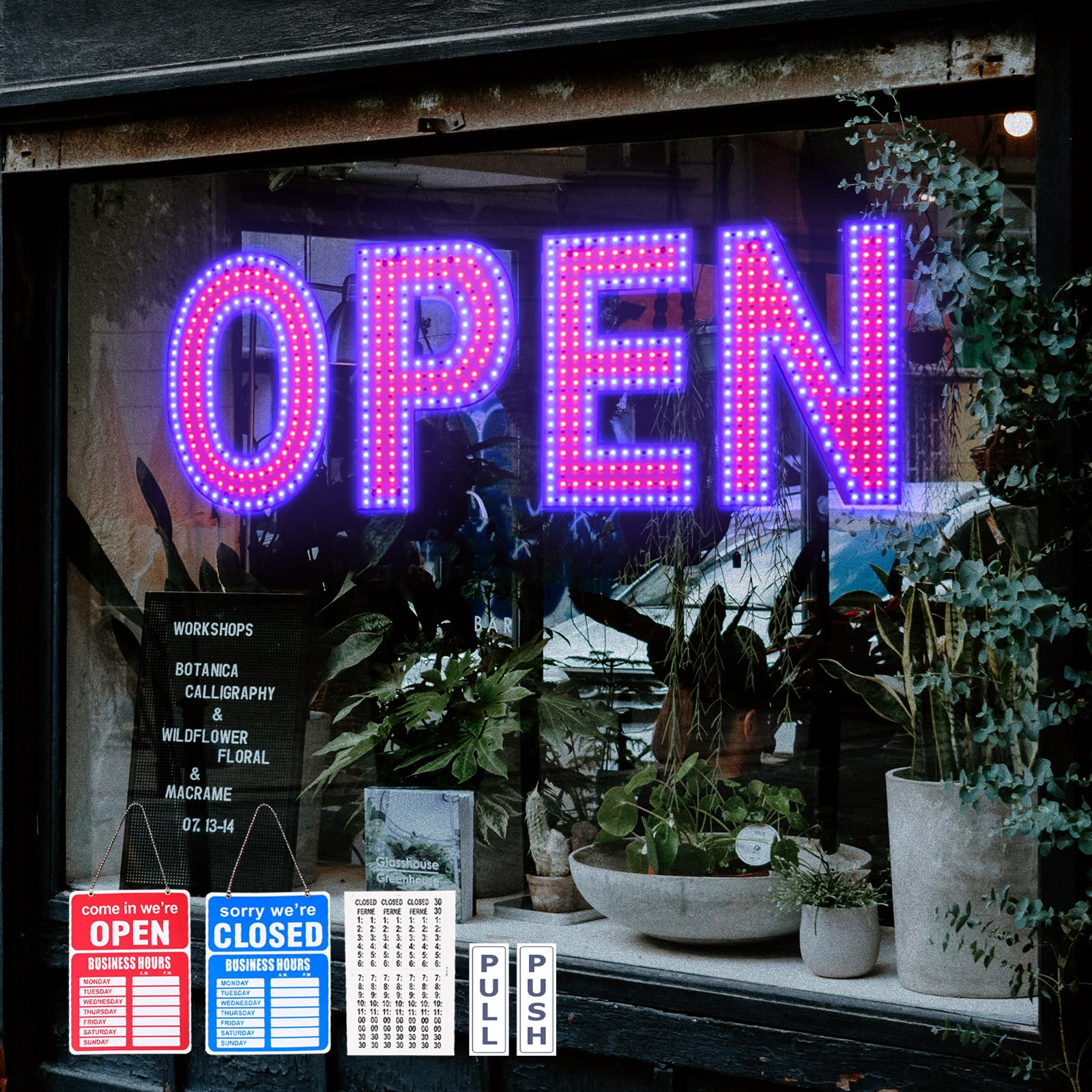 Photo 1 of Thirdpolite LED Open Sign, Red & Blue, 30"x10"