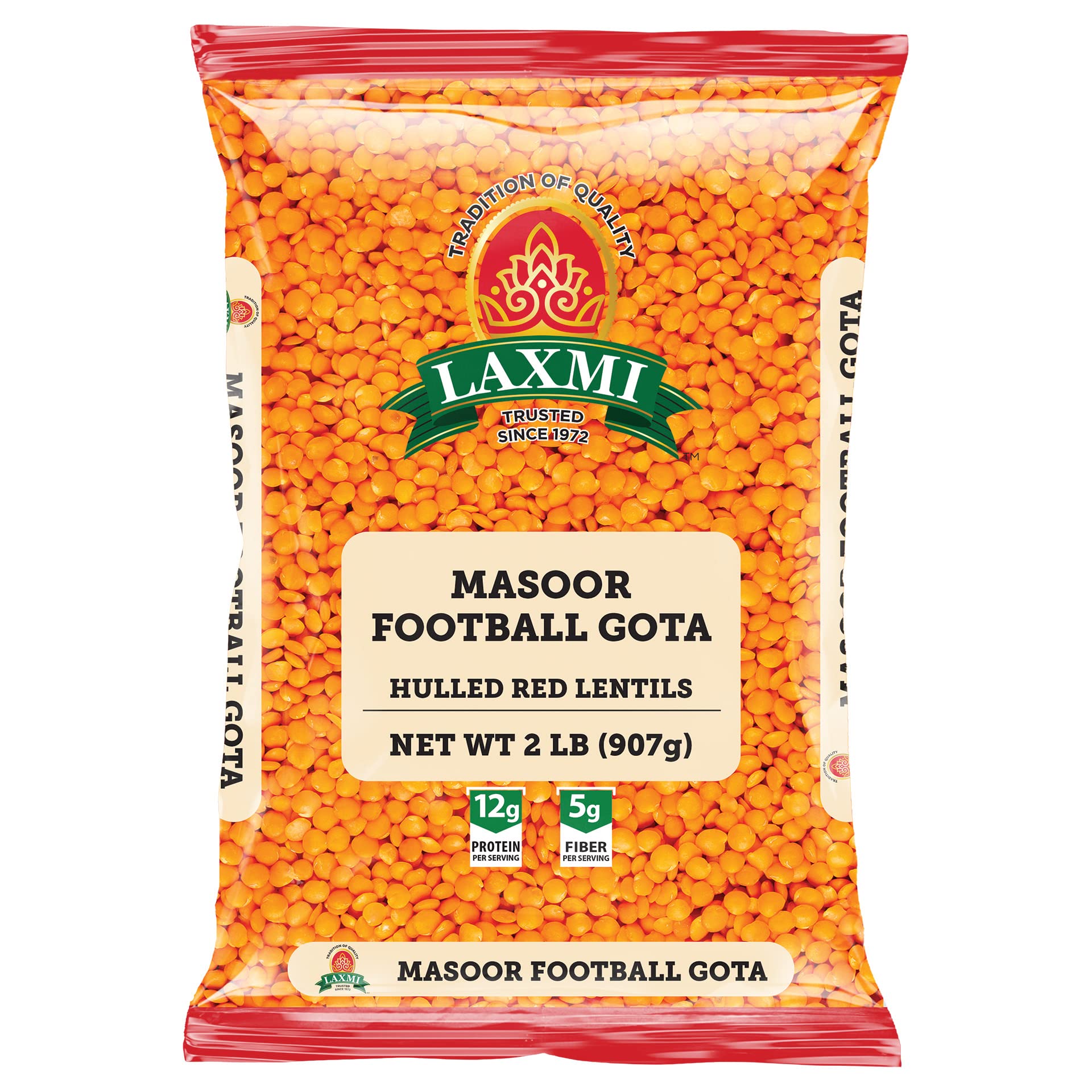 Laxmi Masoor Football Dal - Traditional Red Lentils - 2 Lbs