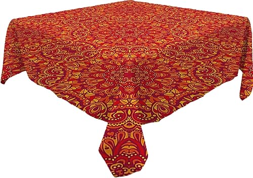 Miniatura 9 de Mantel cuadrado bohemio con mandalas, estampado floral morado con estampado de cachemira, colorido, adecuado para restaurante, picnic, comedor en