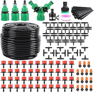 GCNBCNB 180-Pc 164FT Drip Irrigation Kit - Adjustable Sprayers, 75% Water Savings for Garden, Greenhouse, Patio, Lawn