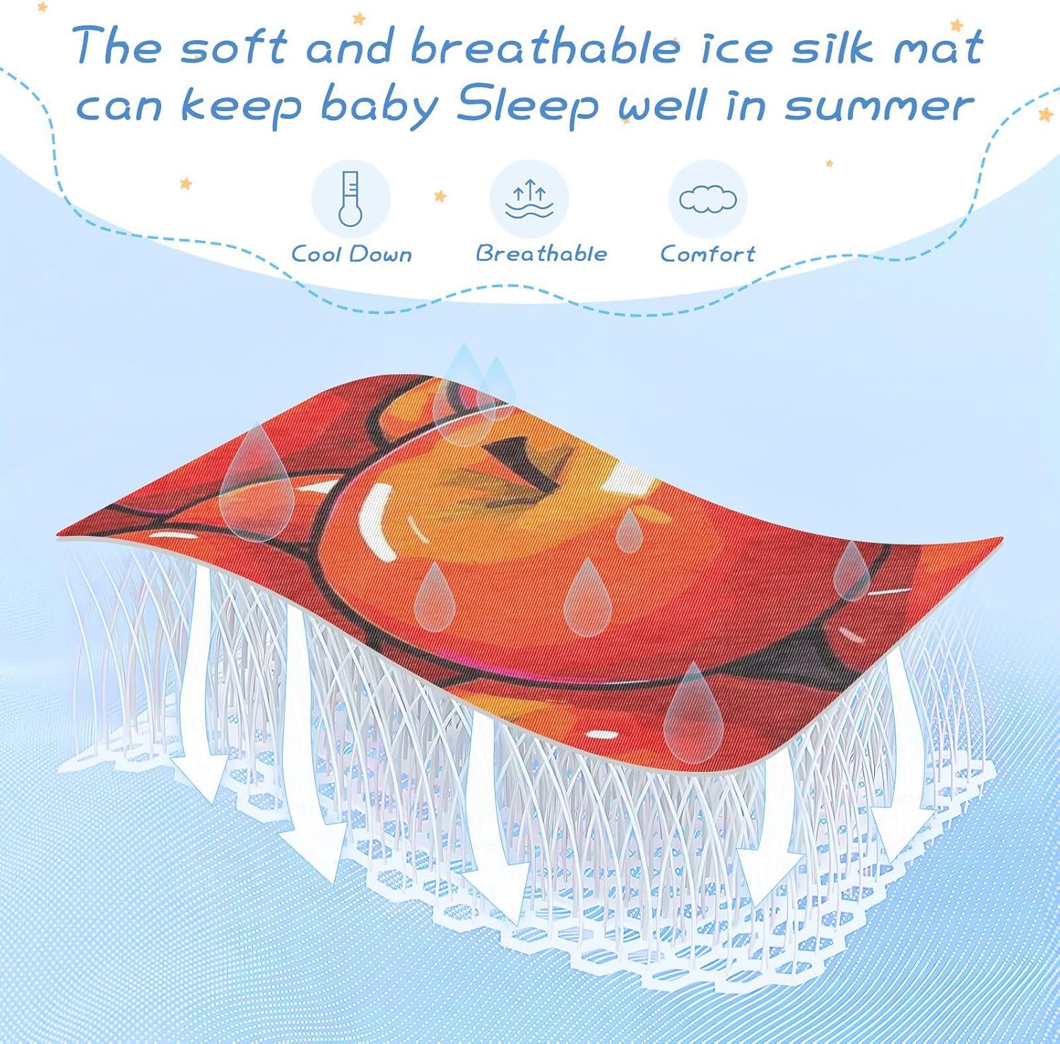 Cute Cartoon Fruit Red Personalized Cooling Baby Bed Mattress 28" x 52" Washable Crib Mattress pad for Baby&Toddler