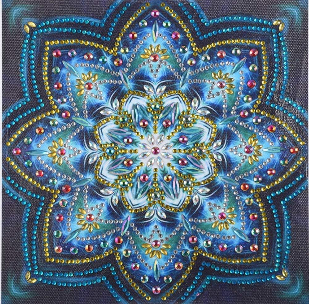 ABEUTY Diamond Painting Special Shaped Drills Kits, Green Mandala Flowers 5D DIY Diamond Art 25x25cm Mosaic Kit (Mandala)