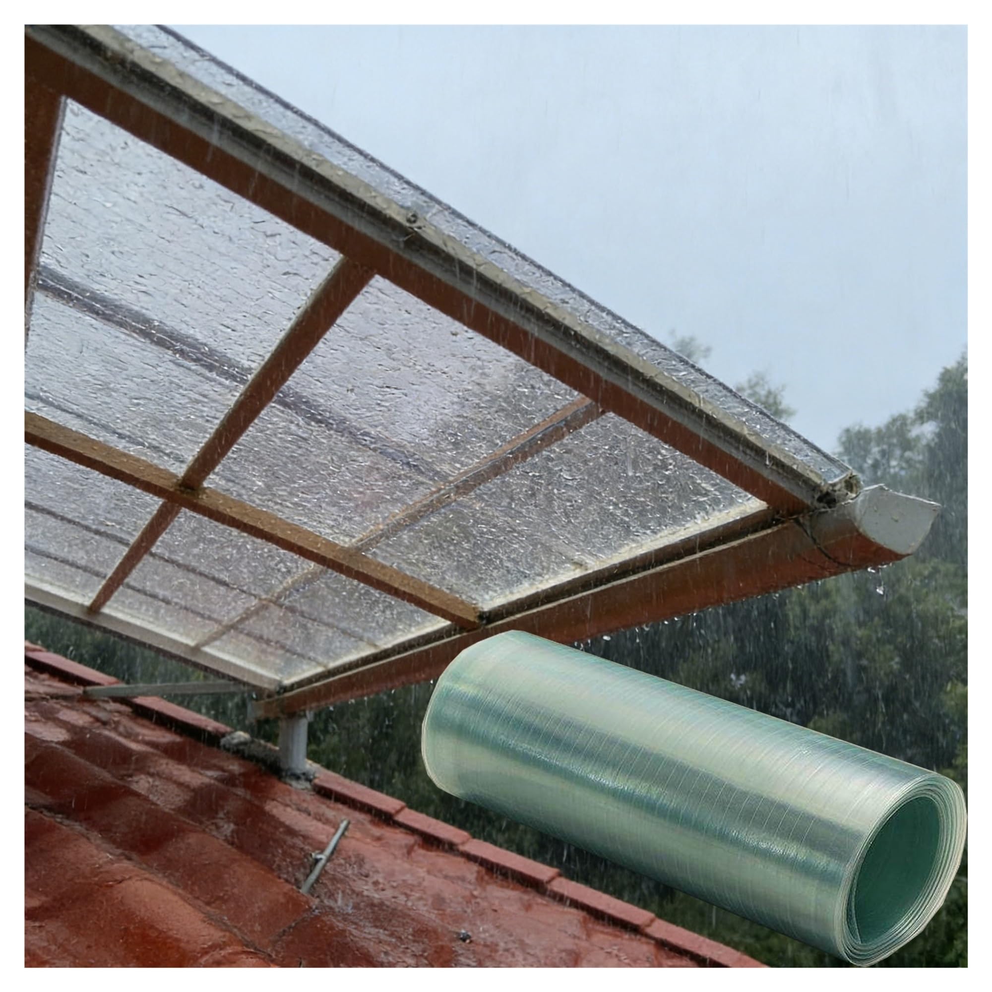 Toiture en polycarbonate 1,2x1m contre la pluie pour pergola et toit