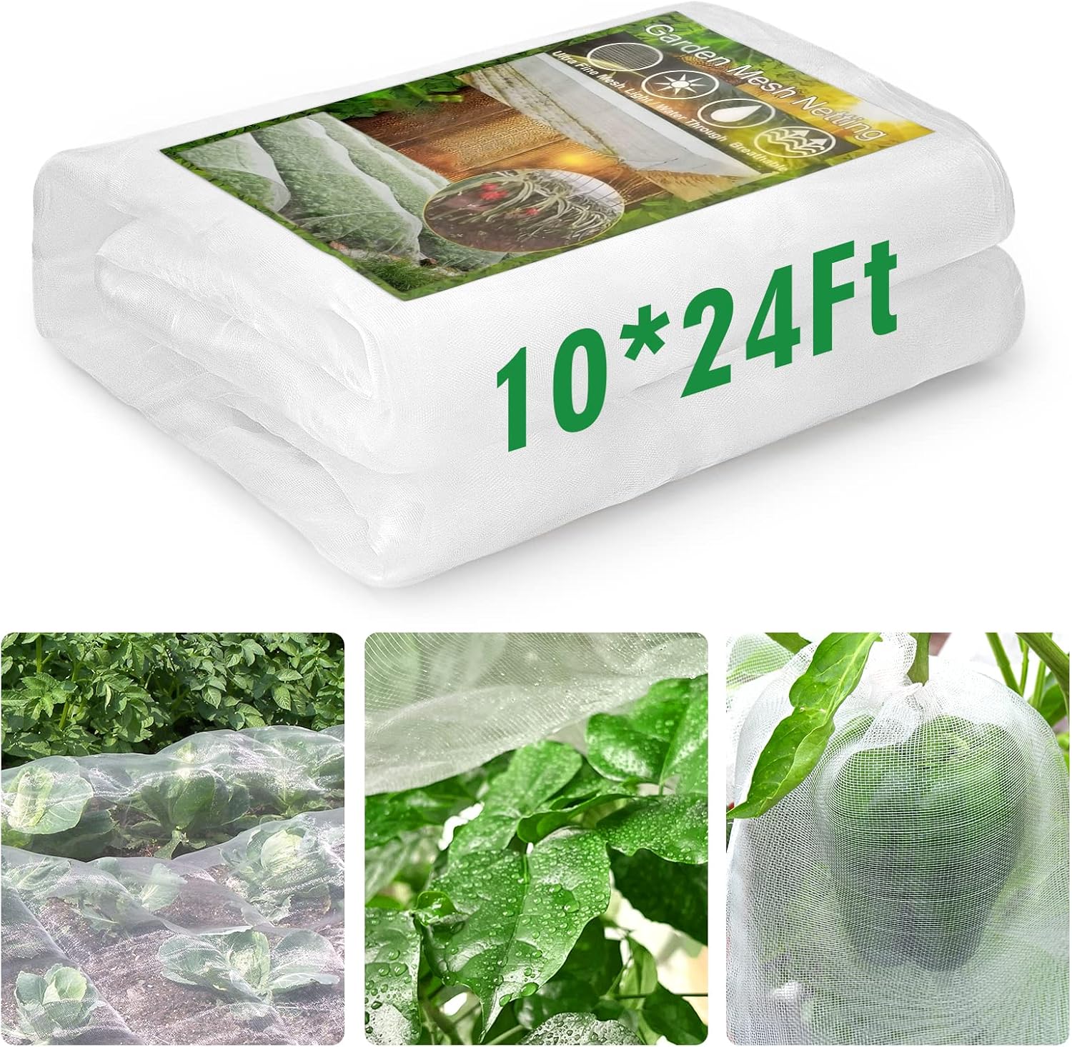 10X24Ft Garden Netting Fine Mesh, Garden Netting Pest