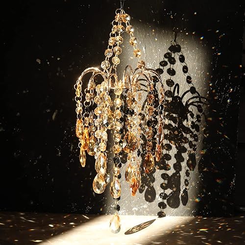Miniatura 2 de Colgante de cristal champán con cuentas octágonas de cristal, adorno de campanilla de viento, colgantes de ventana de vidrio para jardín, patio,