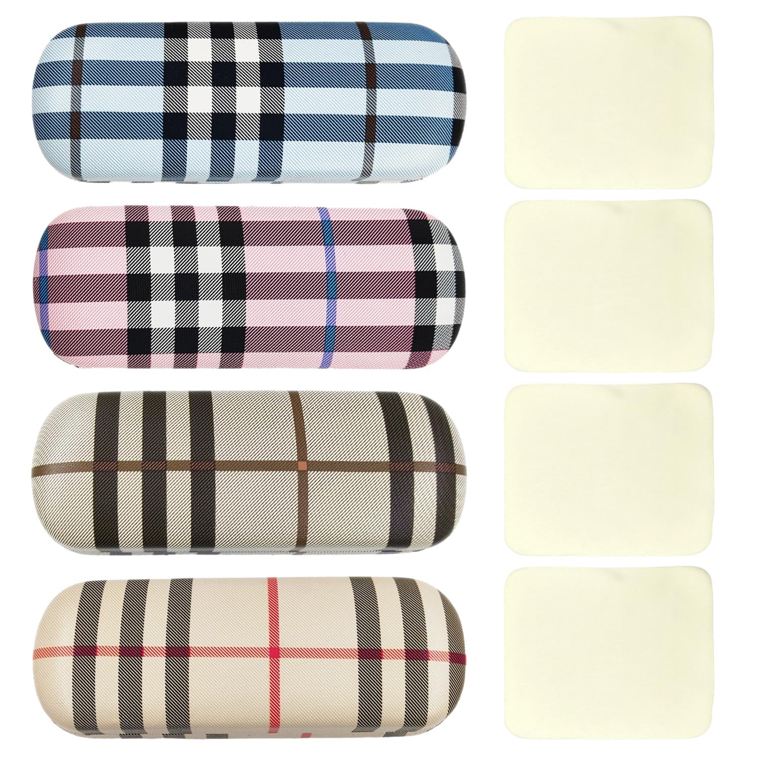 ExceforeGlasses Case, 4Pack Hard Shell Glasses Case with Glasses Cloth for Men Women, Portable Travel Waterproof Eye Glass Carry Case for Sunglasses, Myopia Glasses, Decorative Glasses, Reading Glasses