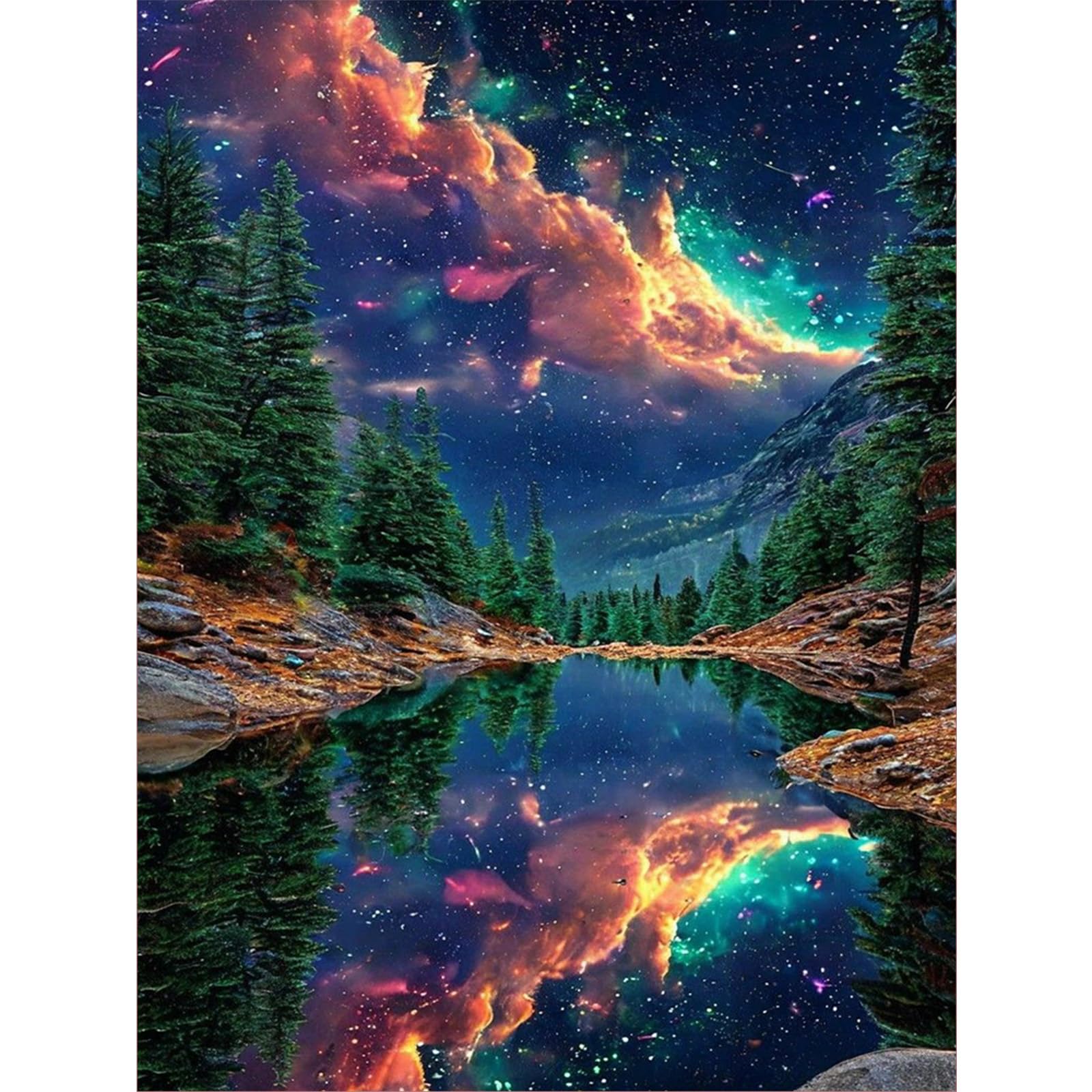Diamond Painting Erwachsene Aurora - 5D Diamant Painting Bilder Erwachsene Landschaft, DIY diamant painting FüR Geschenk Haus Dekoration 30 x 40 cm
