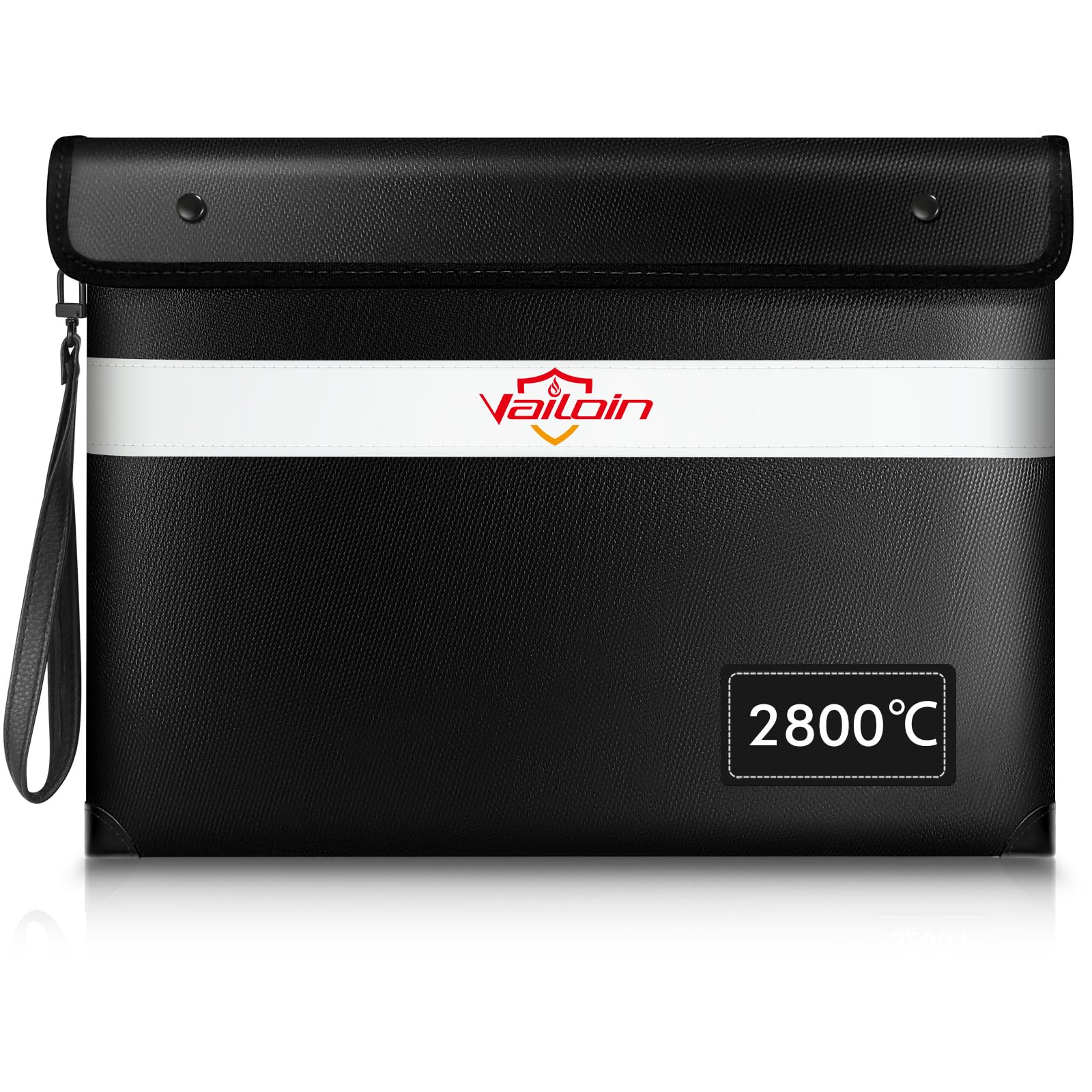 Vailoin 2800℃ Feuerfeste Tasche mit Reißverschluss, Dokumententasche Feuerfest Wasserdicht,Geldtaschen Banktasche,Dokumentenkoffer Aktentasche für Dokumente,Passport(34x28cm,Schwarz)