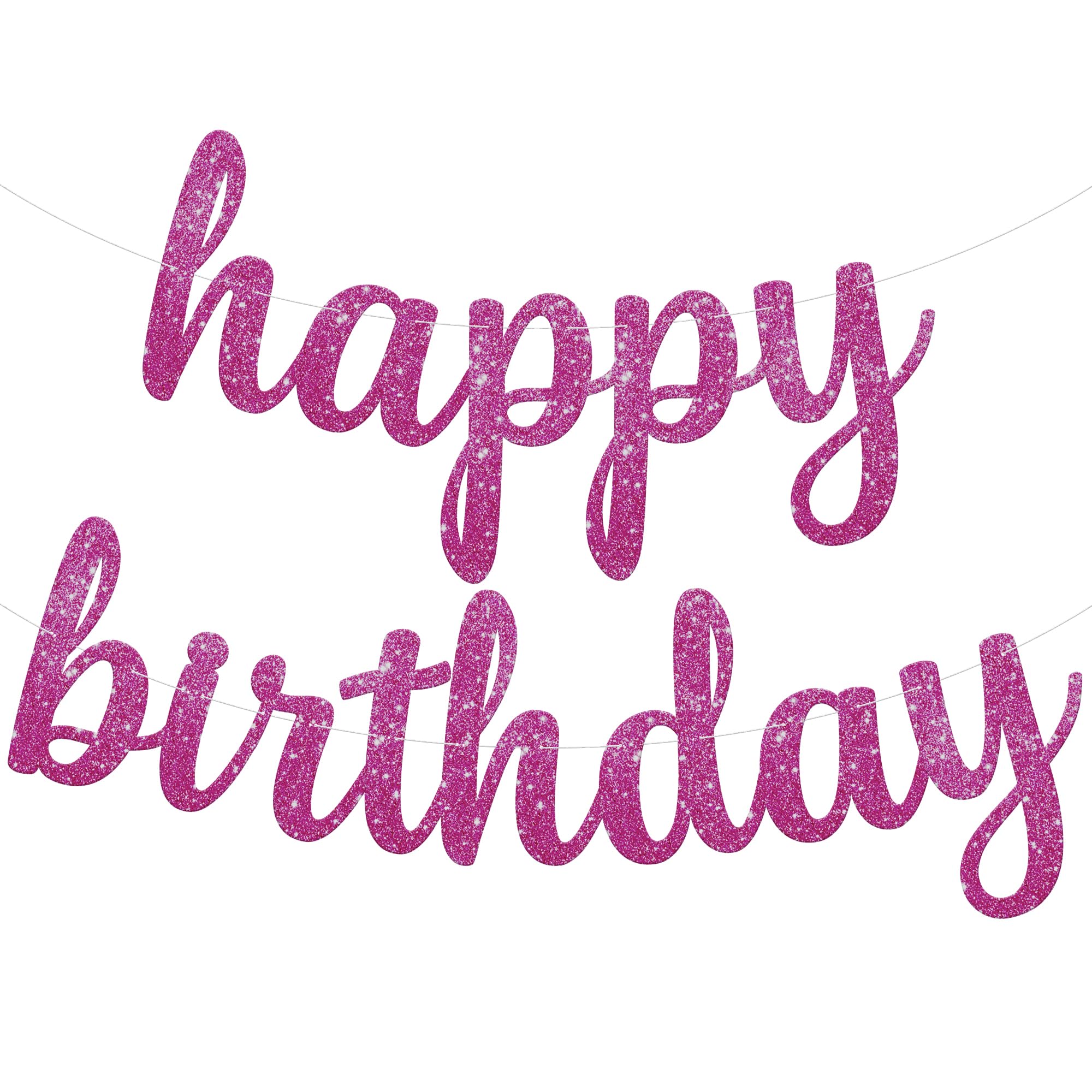 KatchOn, Glitter Pink Cursive Happy Birthday Banner - Pre-Strung, 10 Feet | Birthday Decorations for Women, Girls | Hbd Banner Backdrop For Pink