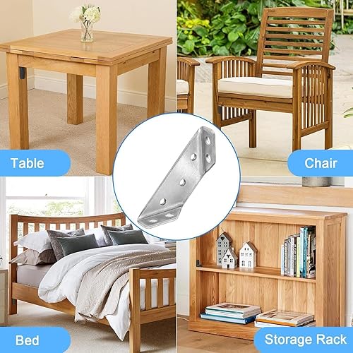 Miniatura 6 de 10 conectores universales de esquina para muebles de acero inoxidable, con tornillos, soporte de esquina trapezoidal, sujetadores de soporte