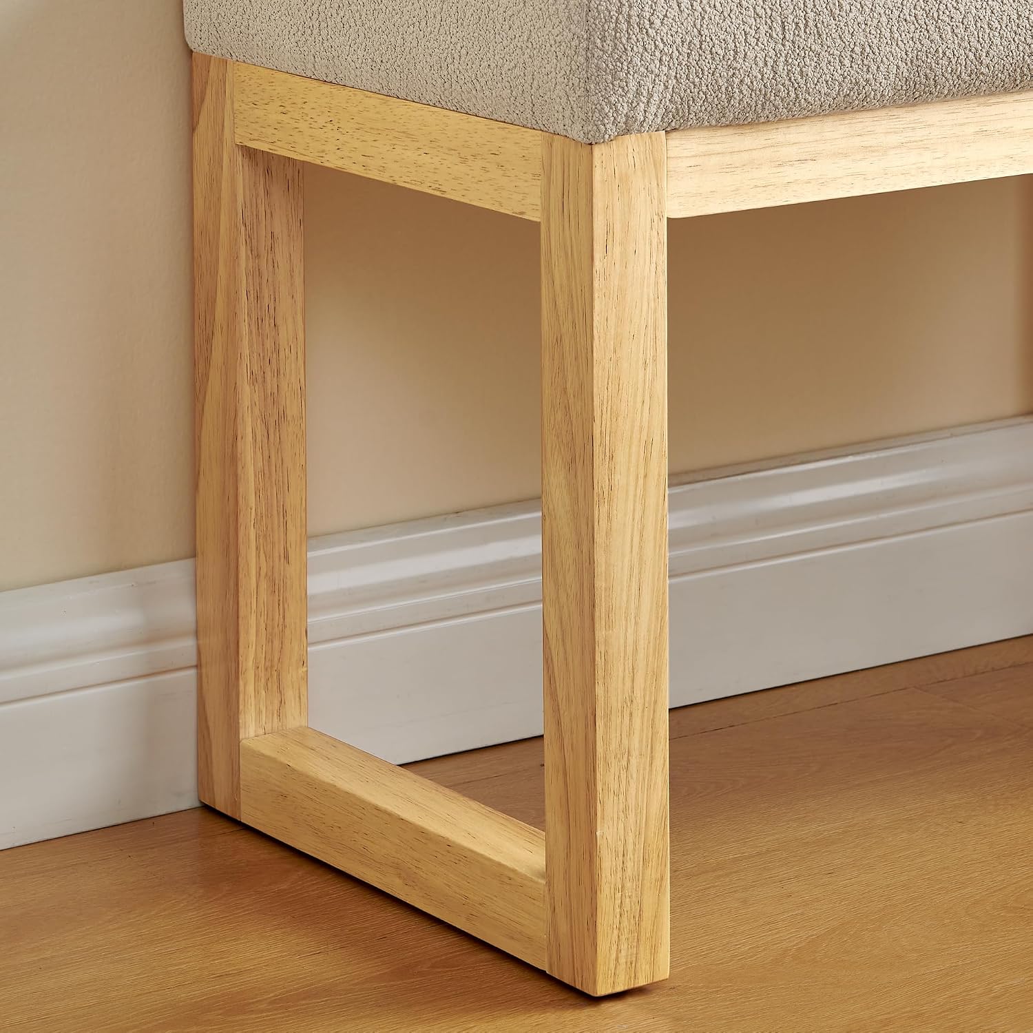 Solid Wood Shoe Bench, Thicken Frame and Soft Cushioned Seat, Entryway Shoe-Changing Bench for Small Spaces, Living Room, Bedroom, Easy to Assembly, Brown