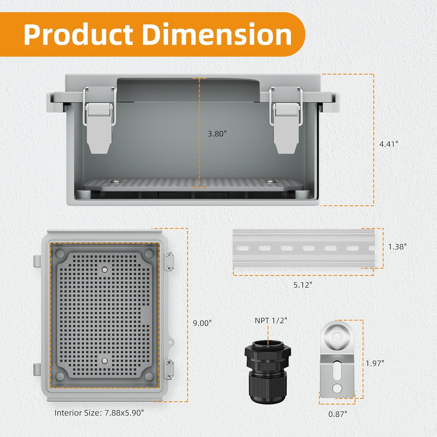 Joinfworld Outdoor Electrical Box Waterproof Junction Box Plastic Outdoor Weatherproof Electrical Enclosure Box Outside 8.7x6.7x4.3 - Image 5