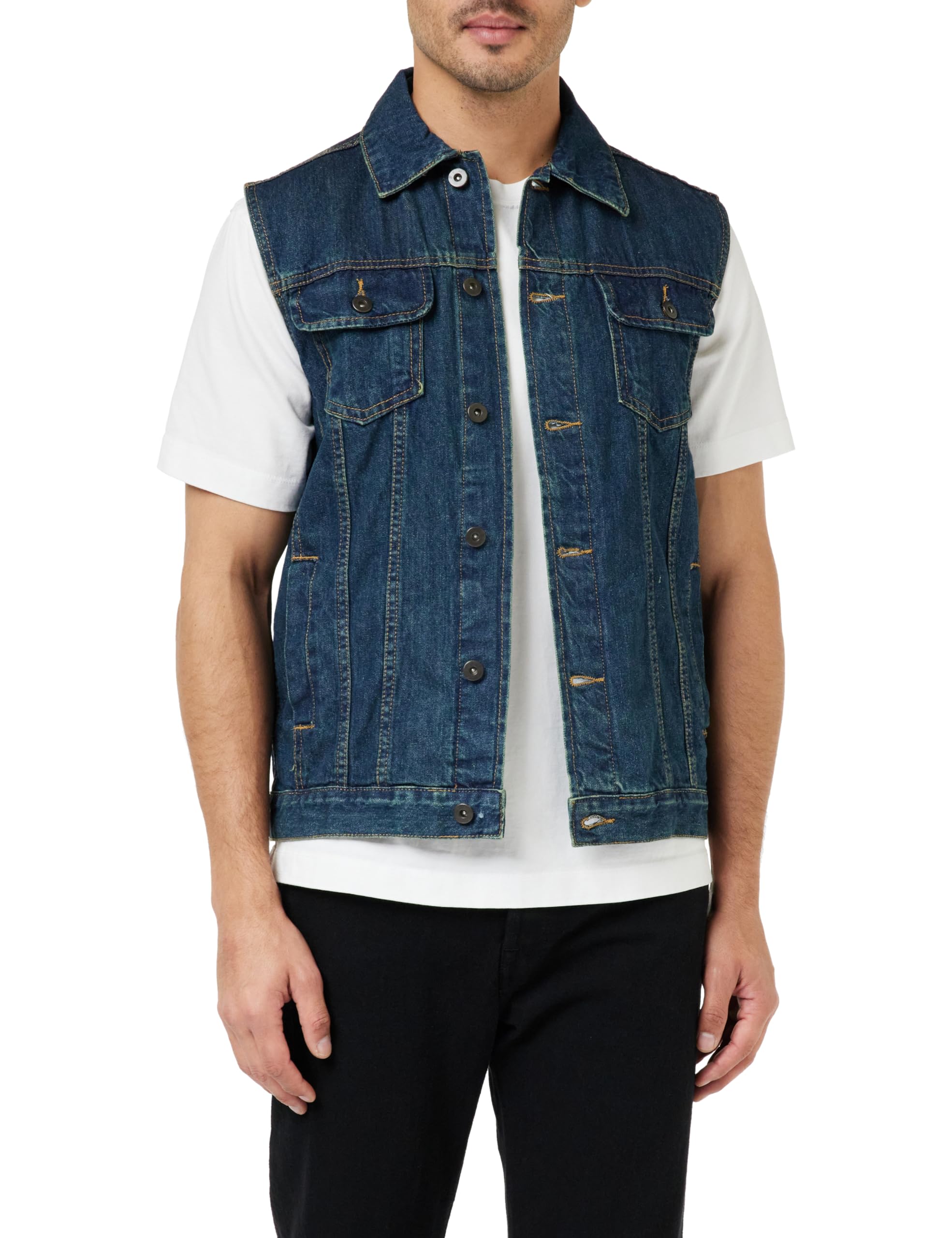 Urban Classics Men's Denim Vest Gilet, Blue (Denimblue 319), S UK