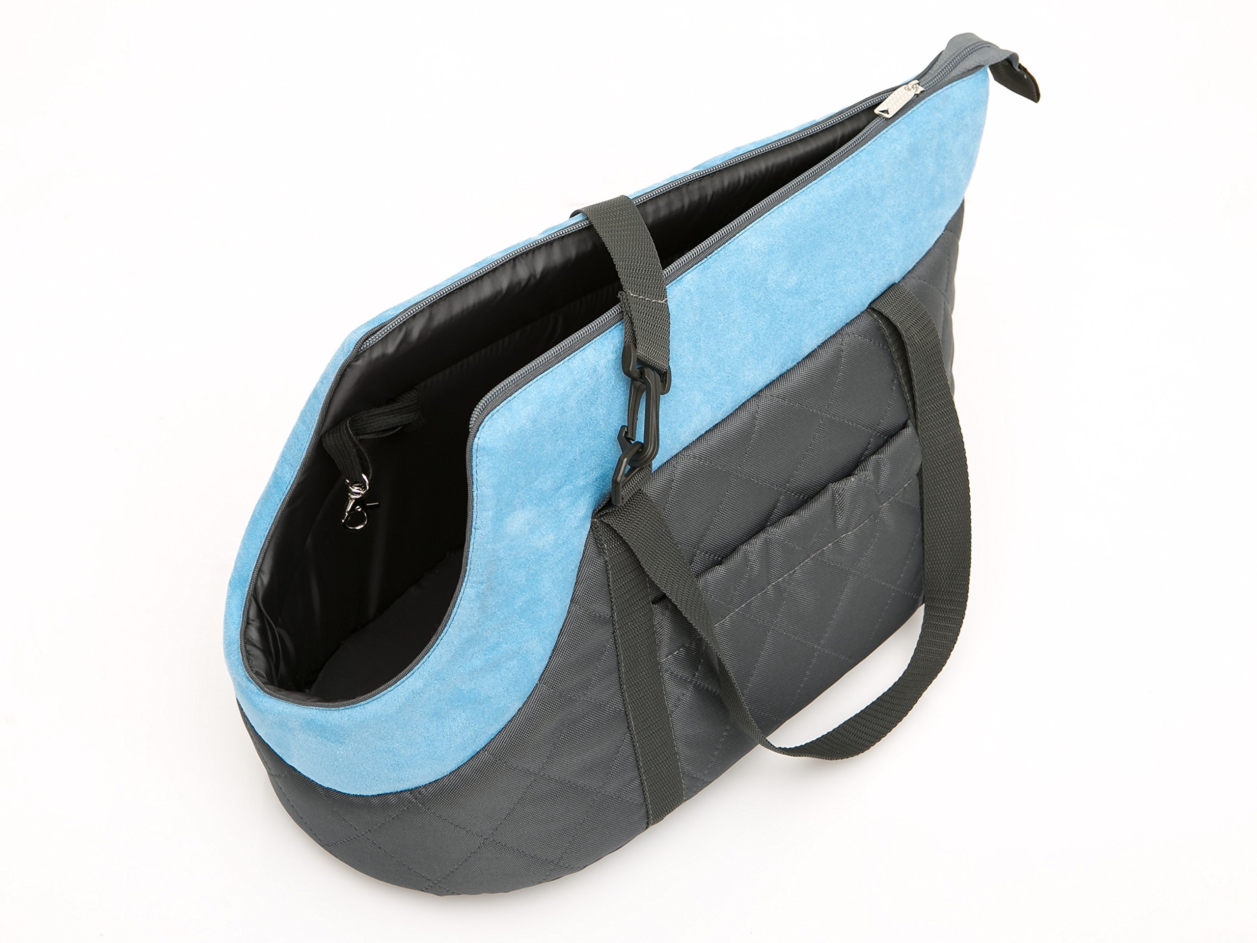 Bolsa de transporte, para perros y gatos, dos maneras de transportar, seguridad de mascotas, saco, saco para perros, R2: 30 x 50 cm, negro con bufanda turquesa
