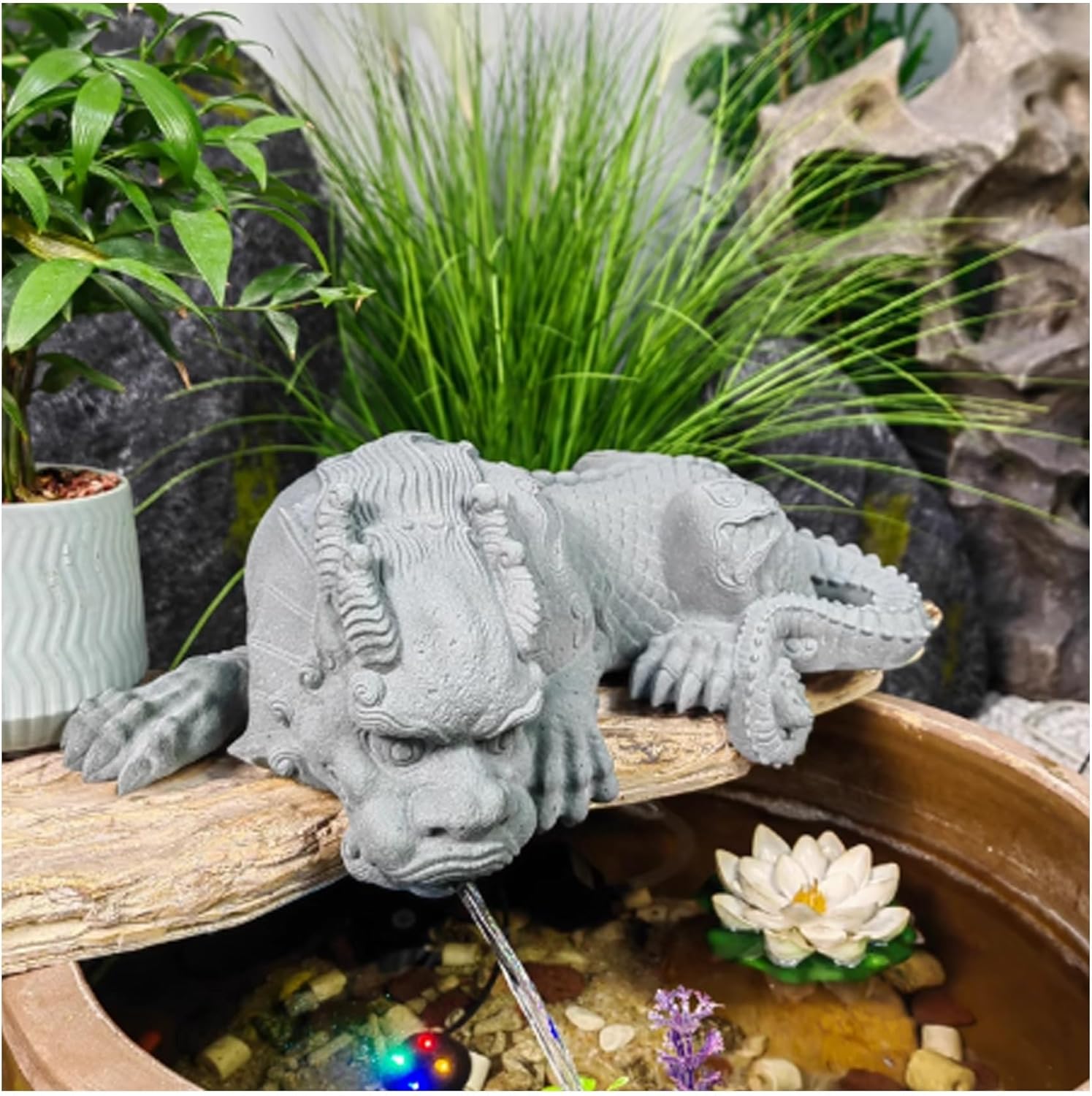 Animal Pond spitters for Small Ponds, Garden Decor for Koi Pond, with Hose, Fish Tank Automatic Circulation Water Landscaping Ornaments