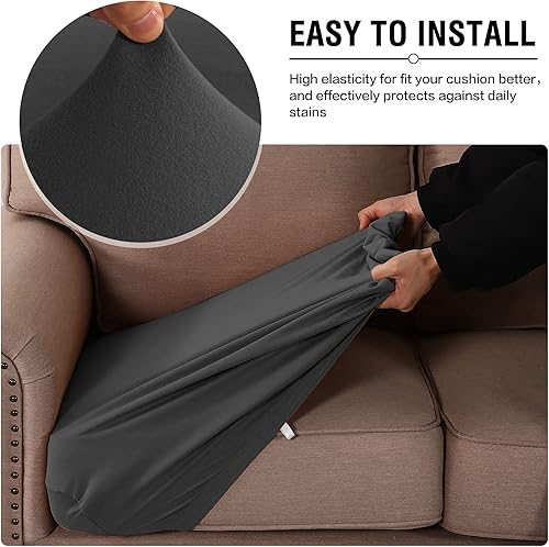 Miniatura 6 de H.VERSAILTEX Fundas para silla de sala de estar, fundas de cojín elásticas para sofá, fundas de cojín impermeables con tela de vellón doble grueso