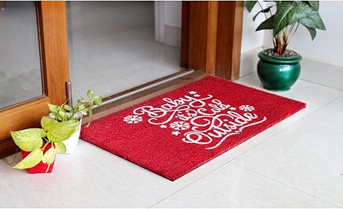 Miniatura 2 de Rugsmith Red Machine Tufted Baby It's Cold Outside Coir Felpudo de fibra de coco, 18 x 30 pulgadas