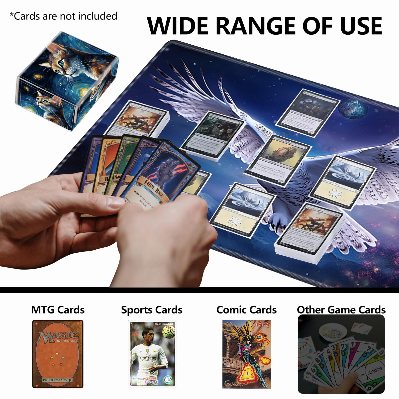 Amazon.com: RMJKXQZG Strong Magnet Case Mtg Magic Deck Box Tcg Up to 200  Cards Creative Pattern Trading Card Storage Box for Collectible Card Games,  A Cute Cat With Starry Night : Toys