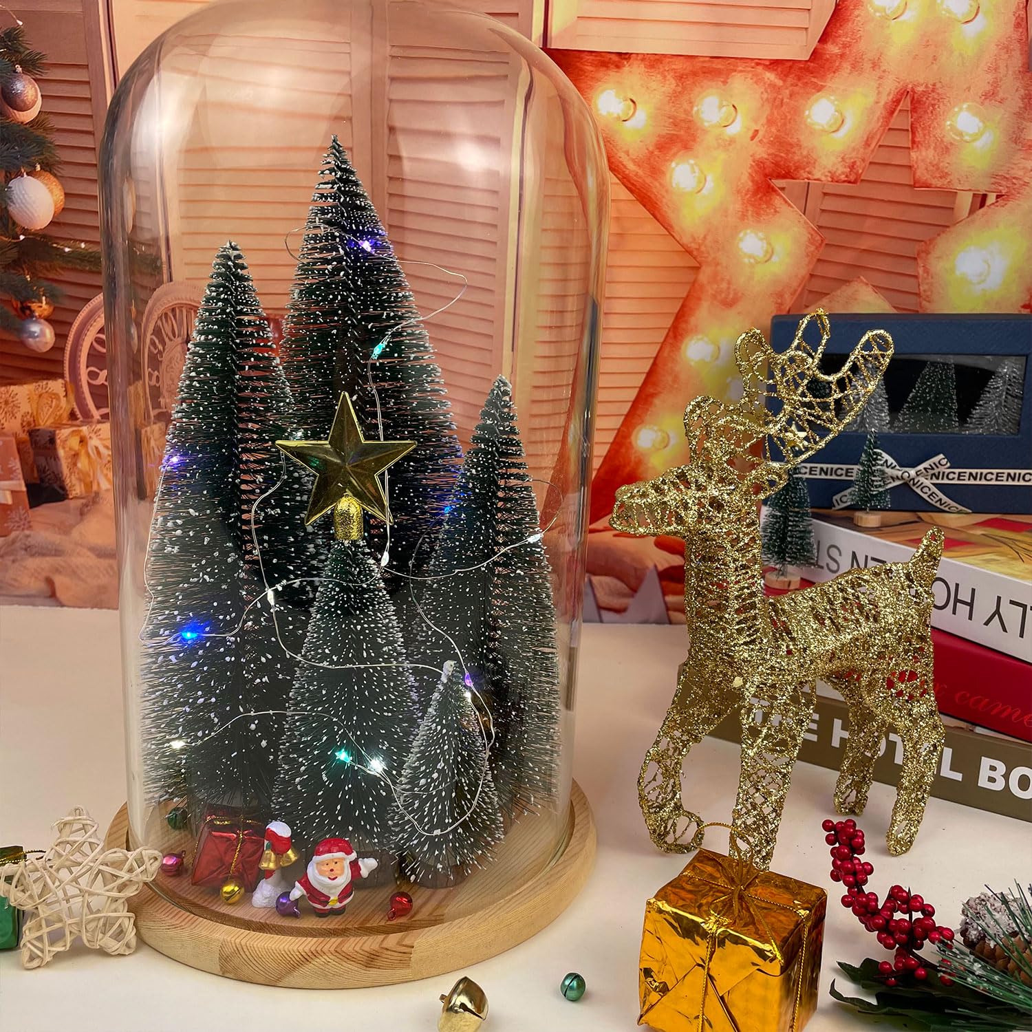 9 Mini Sapins De Noël Artificiels Enneigés - Décoration Paysage De Neige 3 Tailles Pour Noël