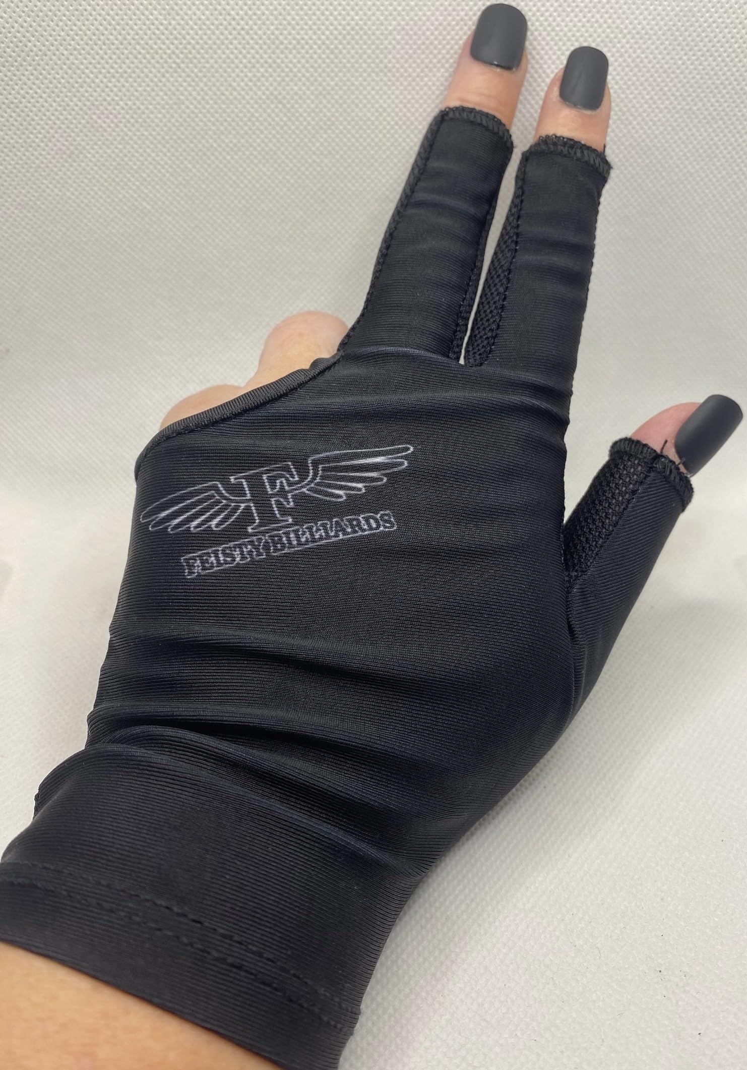Feisty Billiards - Black - Woman's Billiards Glove - Sublimation (Small, Left)