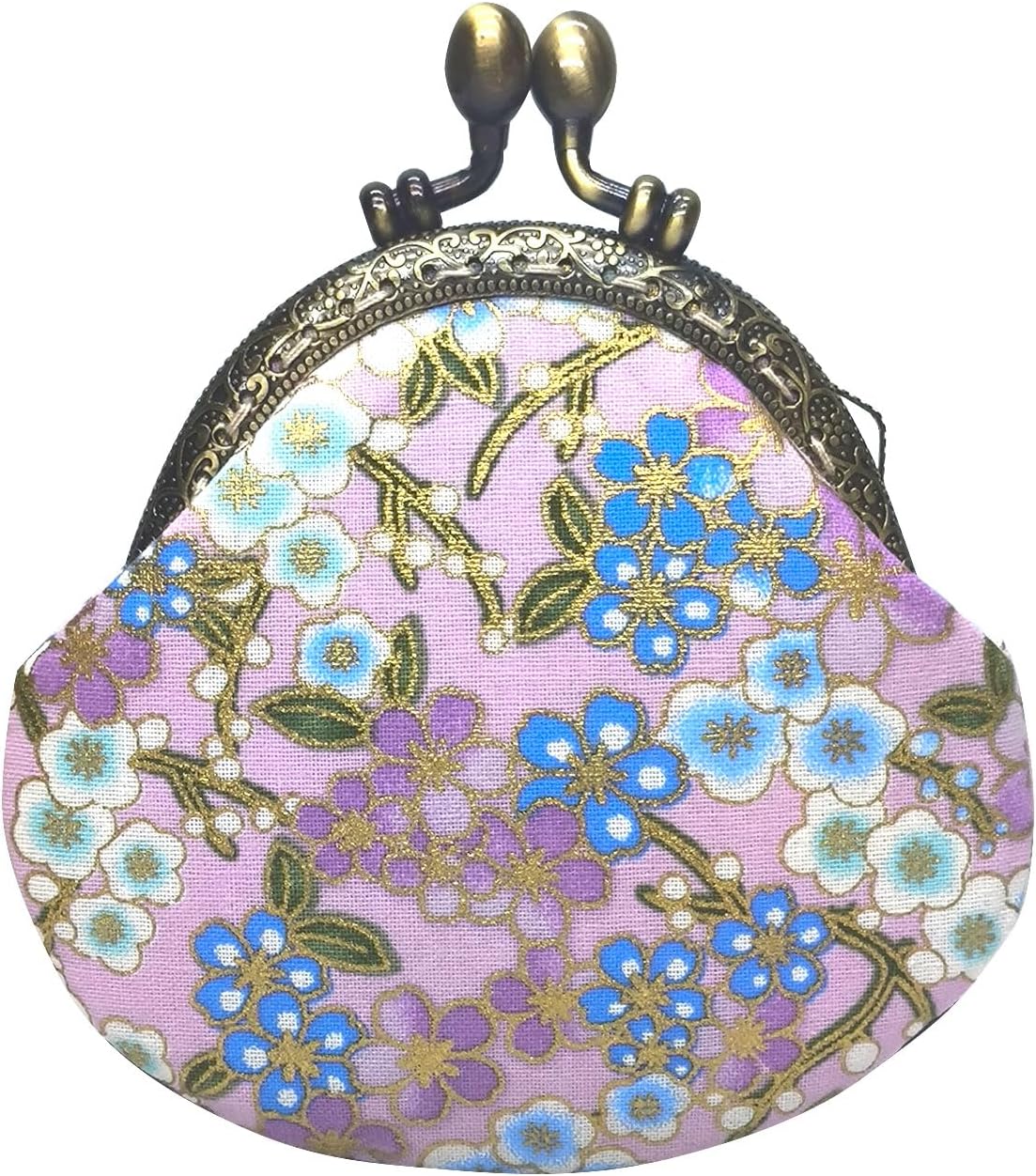 Small Vintage Cotton Kiss-lock Coin Purse Buckle Wallet for Women(purple)