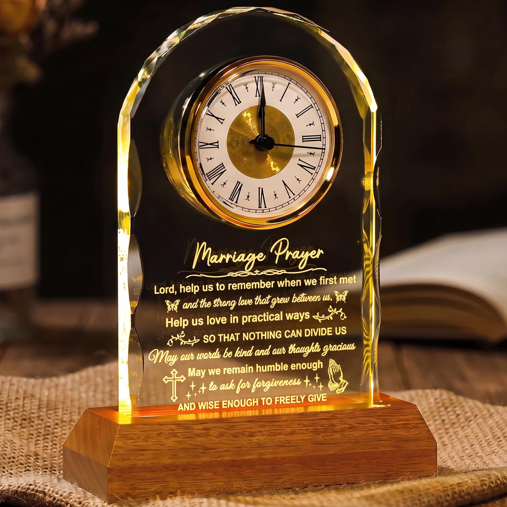 Regalos de boda para parejas, reloj de oración de matrimonio 2026 con base