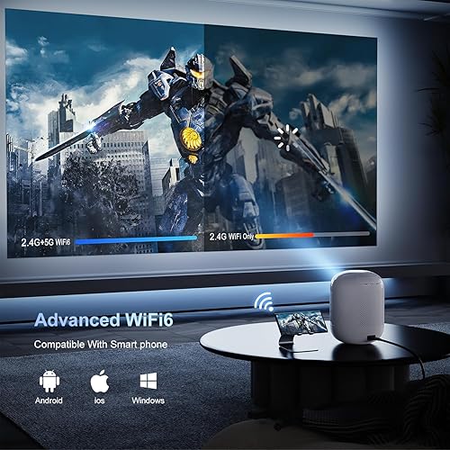 Miniatura 5 de Auto Focus6D Keystone PR350 Mini proyector portátil con 5G WiFi 6 y Bluetooth, proyector de video para exteriores 4K 1080P nativo, sistema de cine