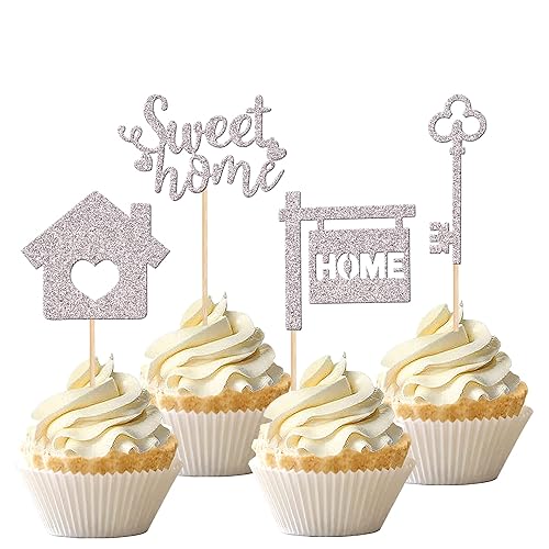 Miniatura 16 de 36 piezas de decoración para cupcakes con purpurina para inauguración de la casa, para bienvenida, nuevo hogar, fiesta, decoración de pasteles