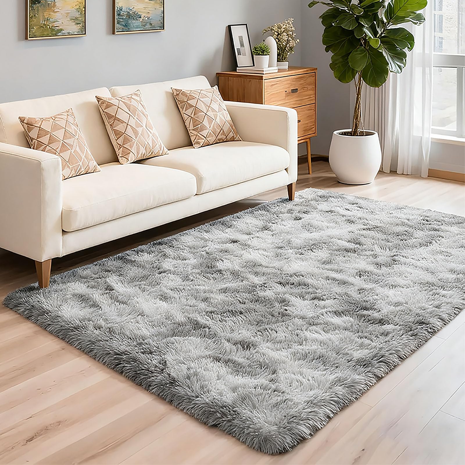 Tapis salon 220 x 350 cm dessous antidérapant doux lavable pour chambre et natte