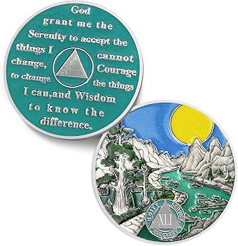 Sunlight 41 Year Sobriety Coin -   41  AA   -     AA   - 1-65 Prime Na Clean Token - Sober Chip Alcoholics Anonymous