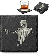 Trump Dance Slate Coaster – Engraved Stone Drink Coaster, Square or Round, Funny Political Gift for Men, MAGA, Trump Fan, Man Cave Decor, Patriotic Barware, Conservative Gift (4, Square)