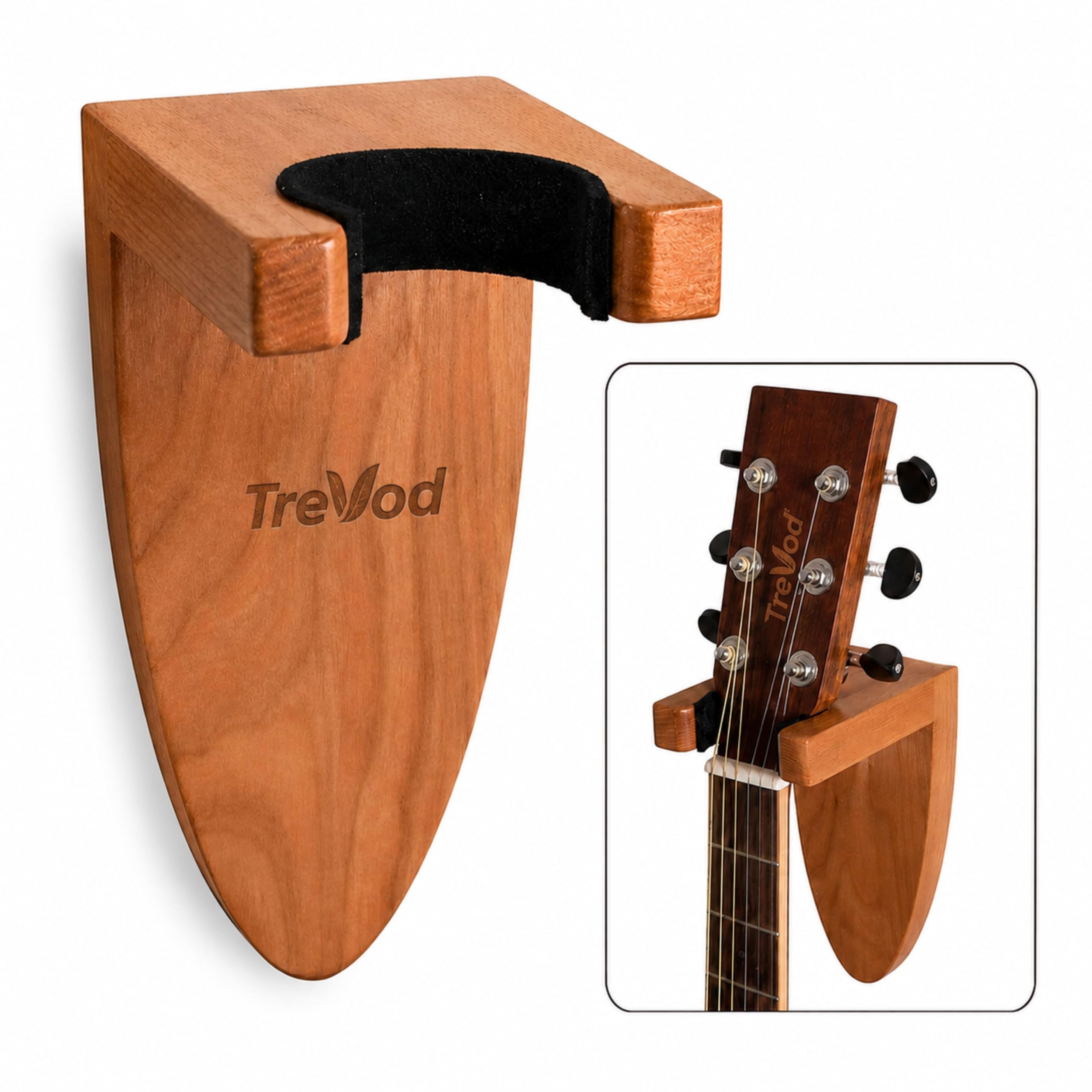 Guitar Wall Mount Hanger Holder, Premium Ash Wood Guitar Hook with Soft EVA Padding, Wooden Guitar Wall Rack Stand for Acoustic, Electric, Bass, Classical Guitar, Ukulele with Hardware Kit-image-36