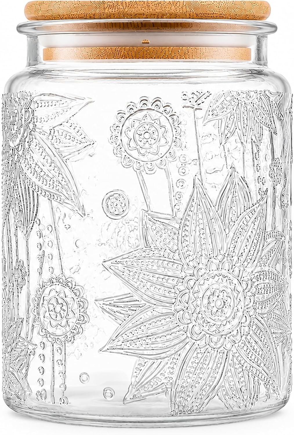Custde Vintage Glass Jars With Lids, 23.7oz Airtight Food Storage Containers,Kitchen Canisters For Sugar, Coffee, Tea, Spice, Flour, Candy Cookie, Pasta, Cereal, Cute Decorative Jars(Sunflower*1)