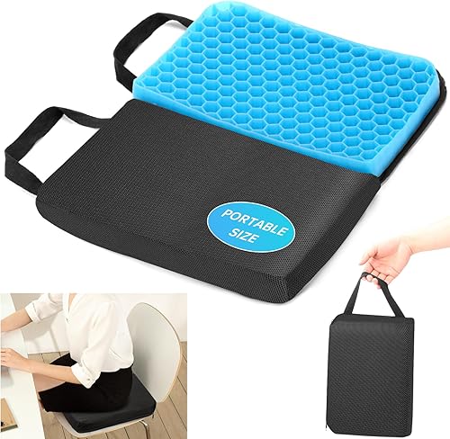 WEIGUZC Cojín de asiento de gel, cojín plegable para asiento de viaje, portátil, transpirable, diseño de panal de abeja, cojín de gel para el hogar,