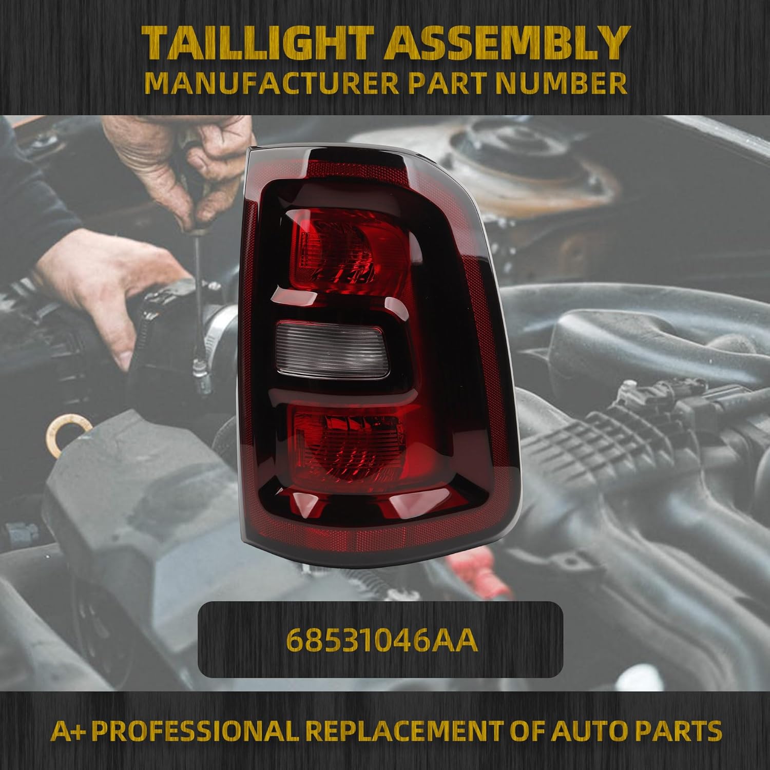 Dasbecan Halogen Tail Light Assembly Compatible with 2025 2026 Dodge Ram 1500 Taillight Smoked Black Bezel Rear Lamp Right Passenger Side Replace#68531046AA