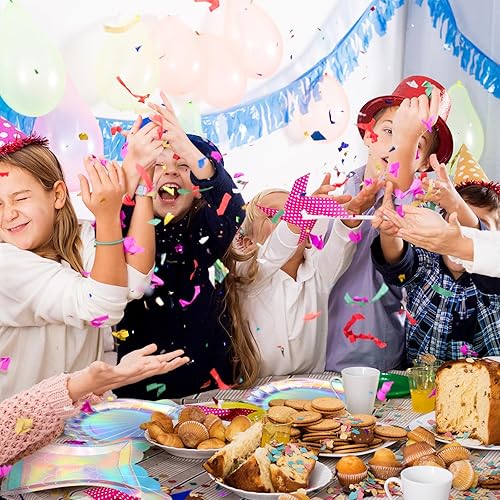 Miniatura 5 de 300 piezas de suministros para fiesta temática de sirenas, incluye platos, servilletas, cucharas de plástico, tenedor, cuchillos para baby shower,