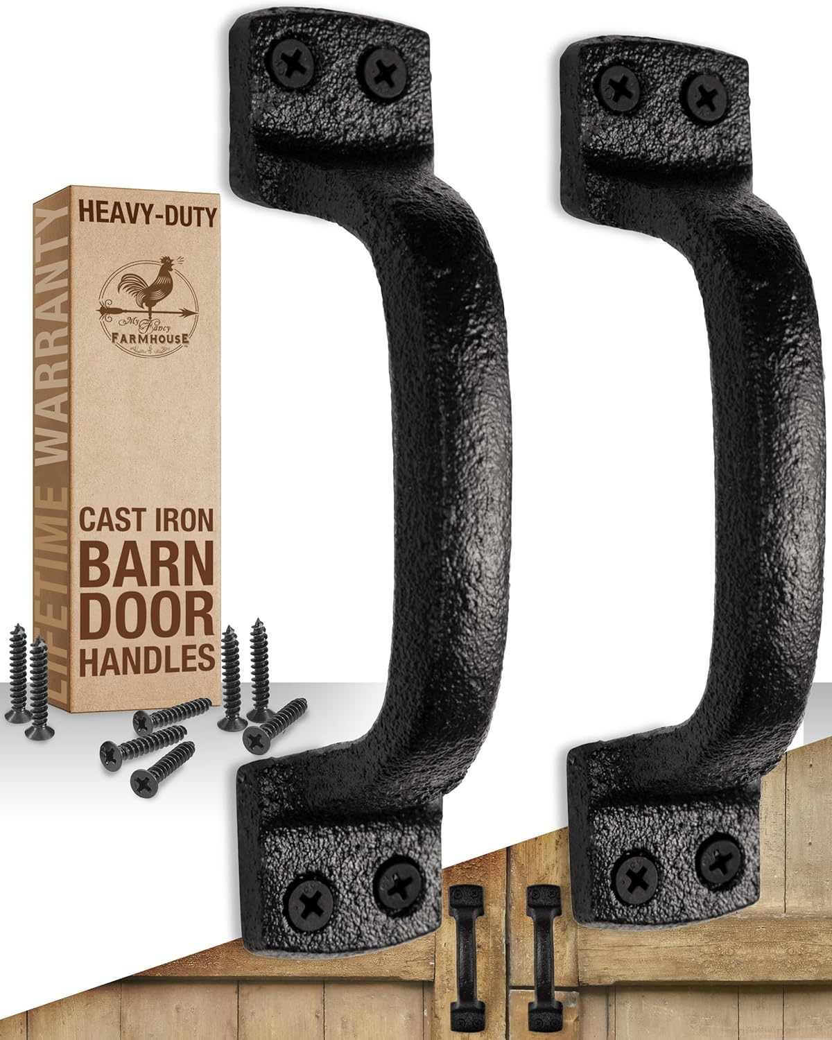 Rustic Barn Door Grab Handle Pull Set of Two Black 6 1/4 inch Solid