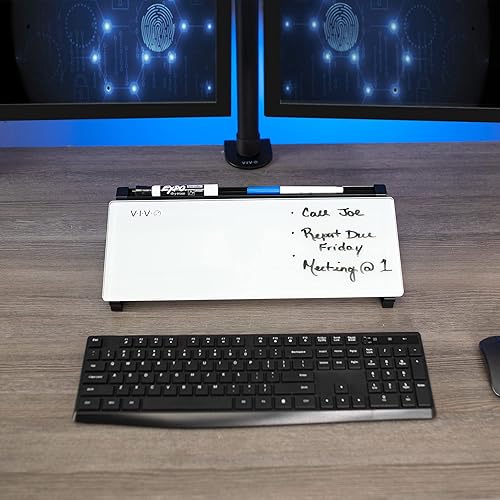 Miniatura 5 de VIVO DESK-WB16D - Pizarra blanca de escritorio de cristal de 16 x 7 pulgadas con ranura para marcador y almacenamiento abierto, superficie blanca